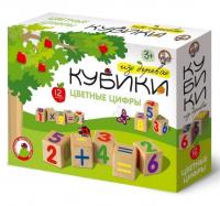 Кубики деревянные «Цветные цифры» 12 элементов